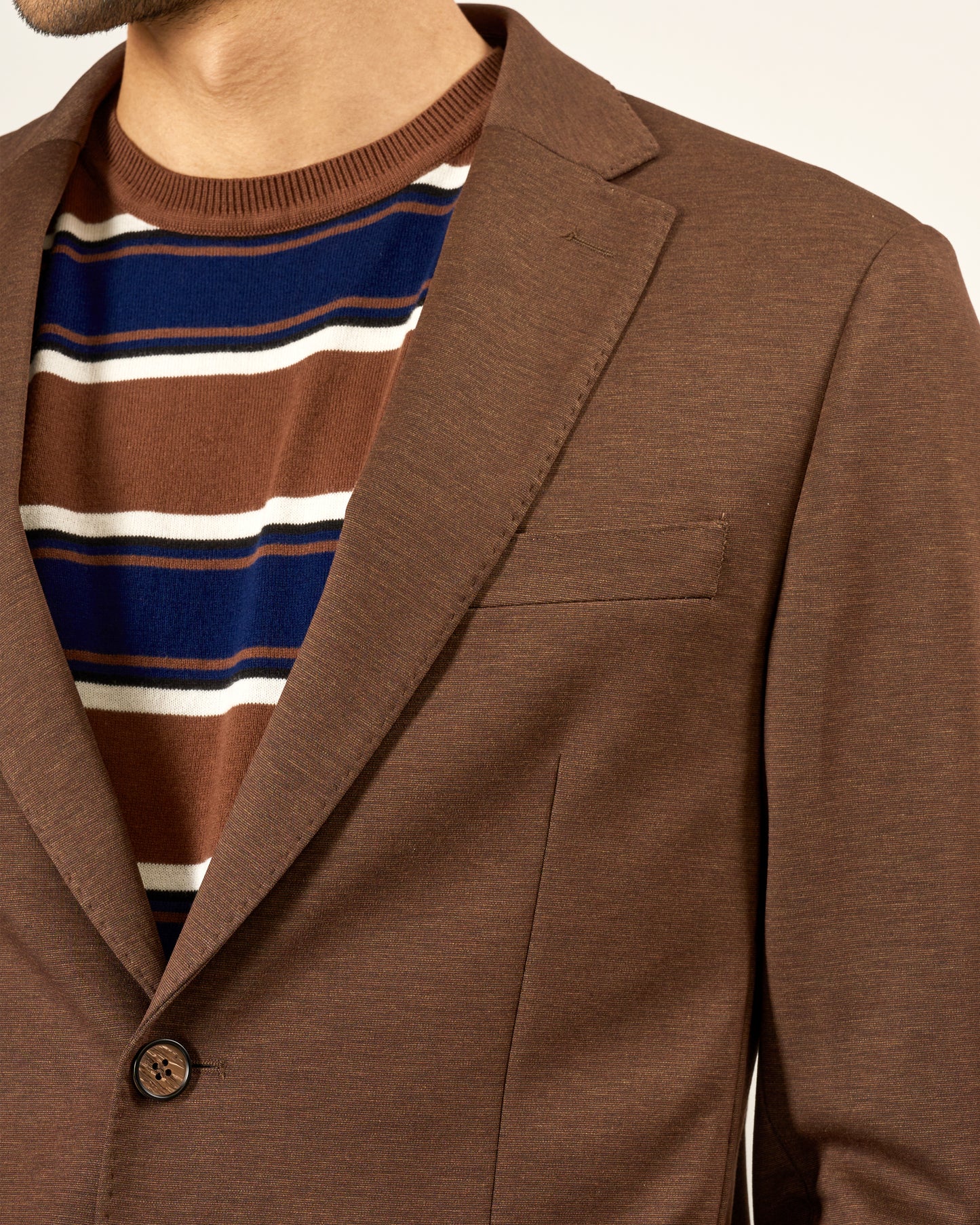 Brown Slim Fit Knitted Suit