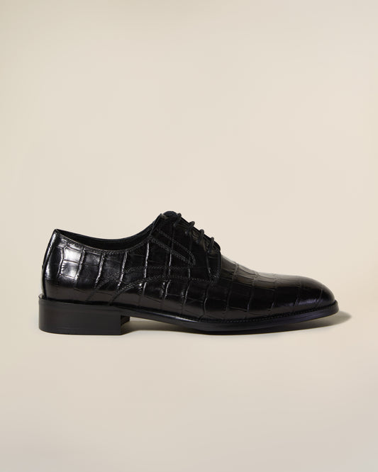 Solid Tone Croco Derby Shoes