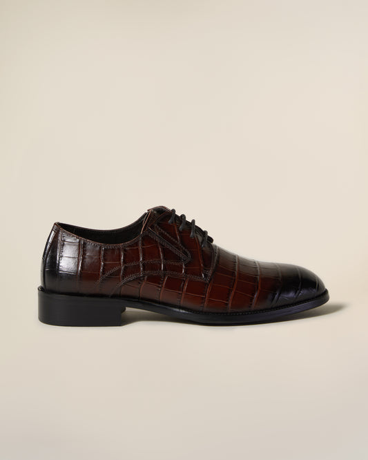 Solid Tone Croco Derby Shoes