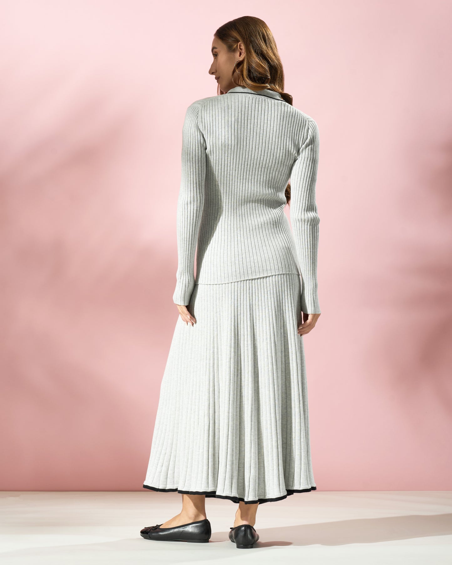 Ribbed Knit Button-Down Top