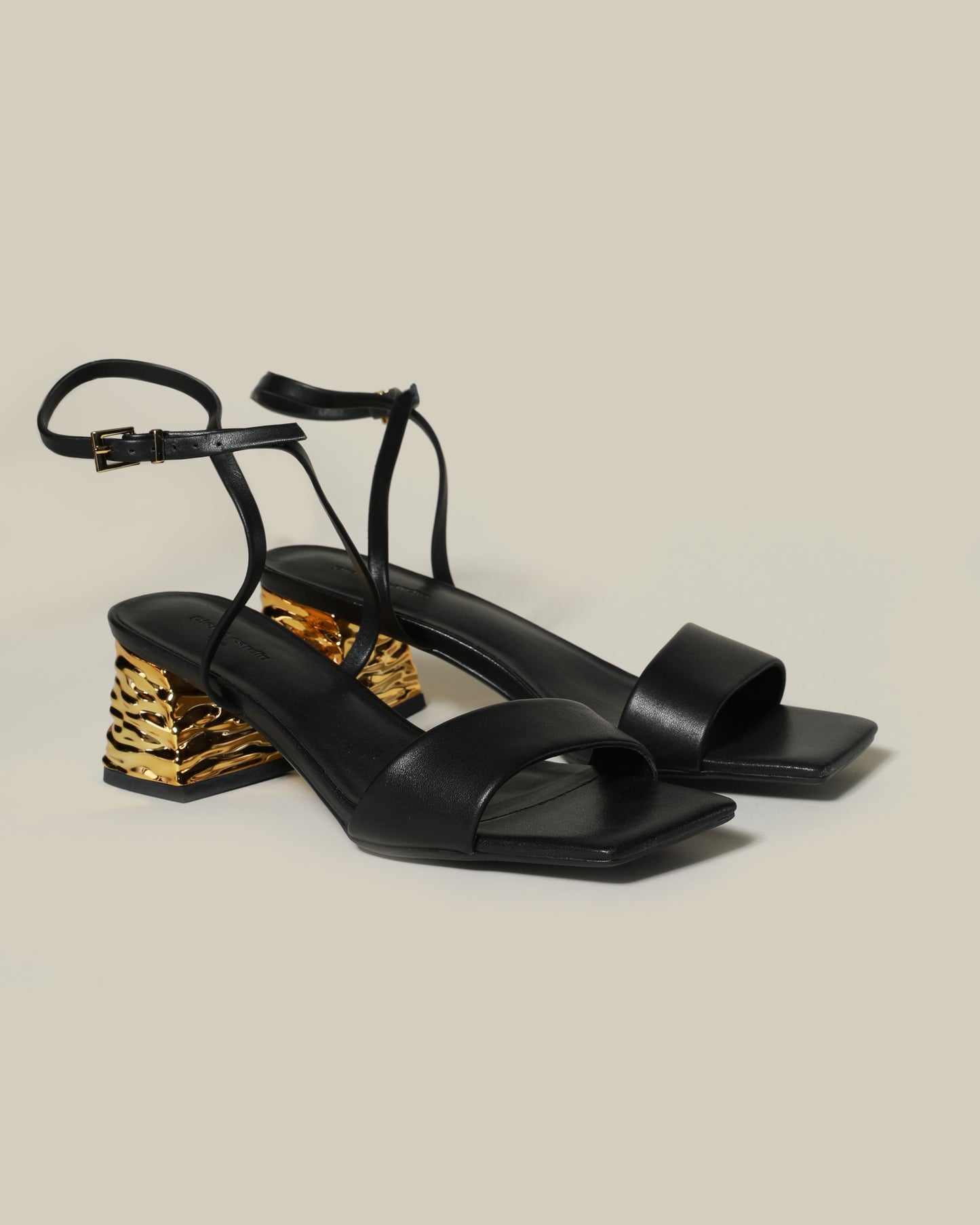 Metallic Block Heeled Sandals