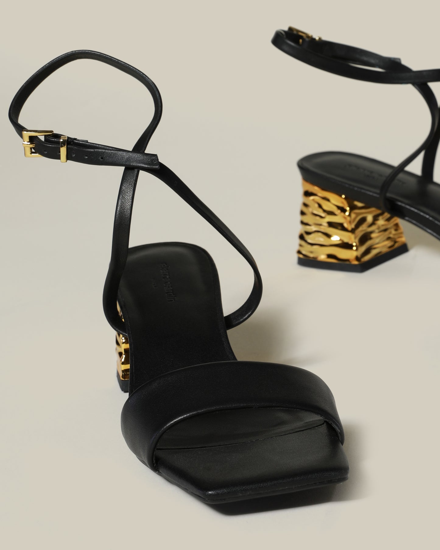 Metallic Block Heeled Sandals