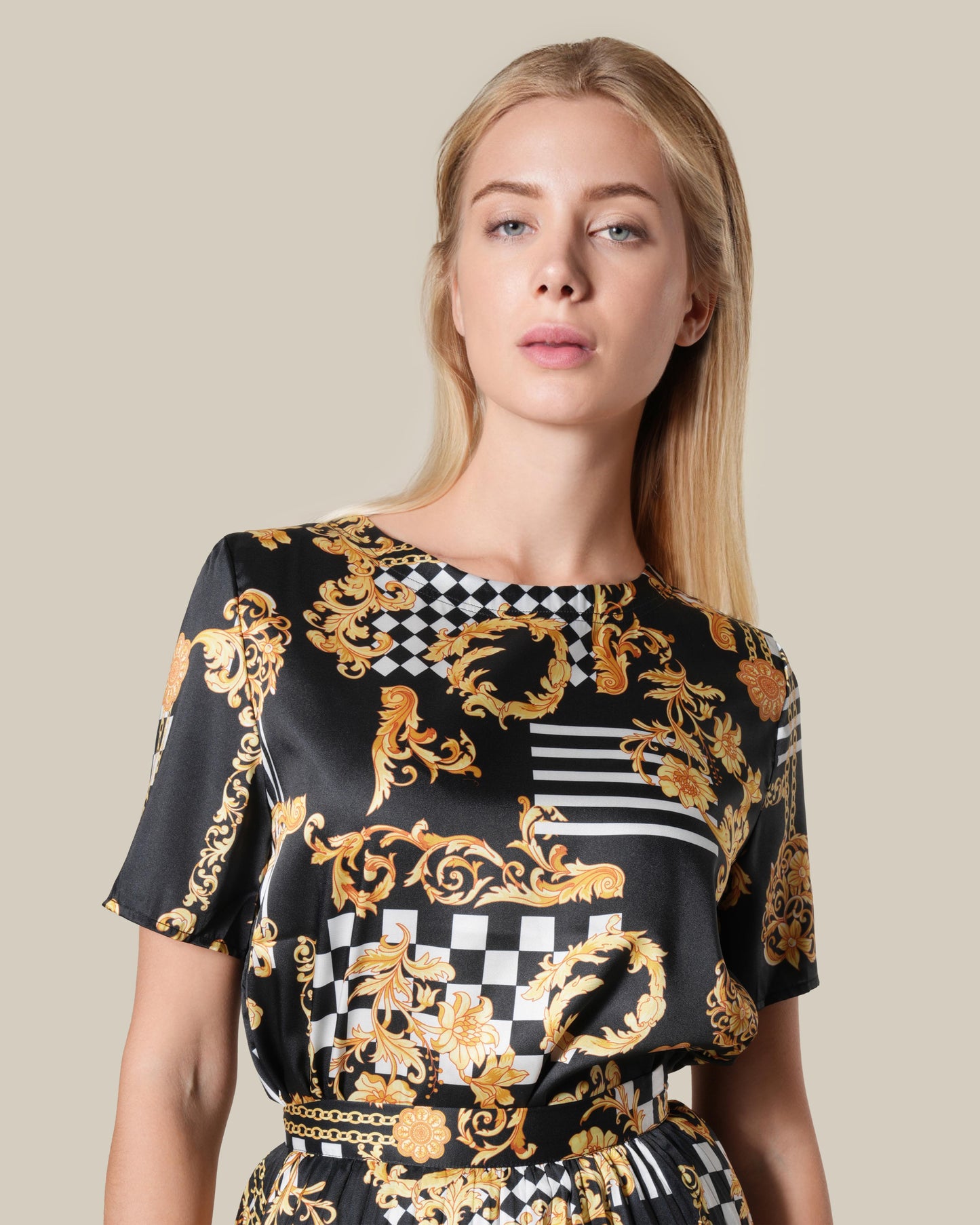 Geometric Baroque Printed Top
