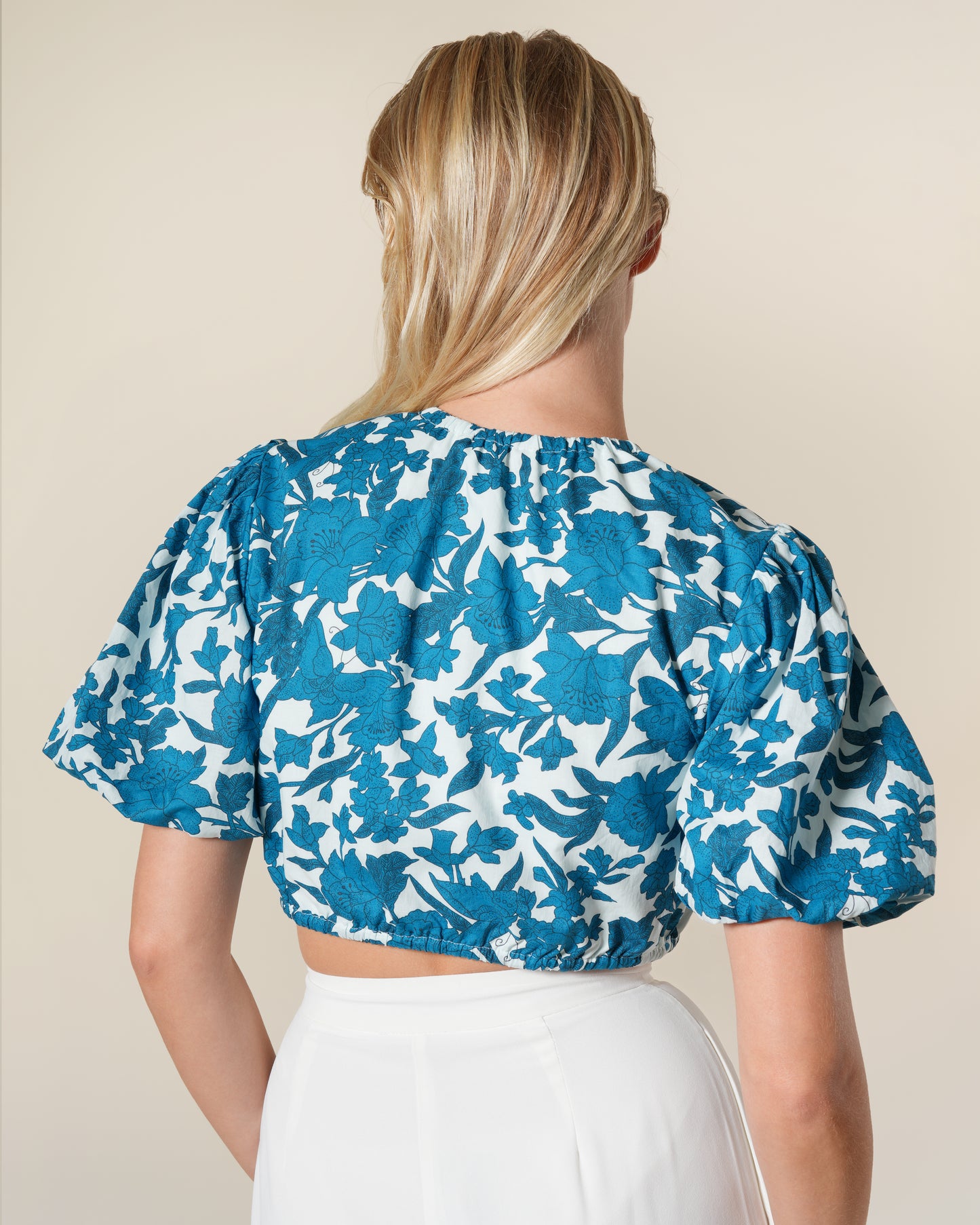 Floral Puff Sleeves Cotton Top
