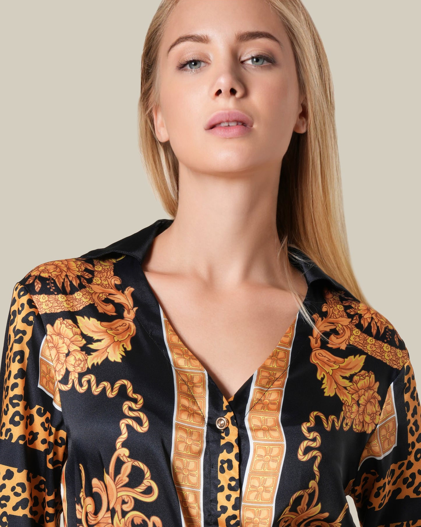 Leopard Baroque Print Mini Dress
