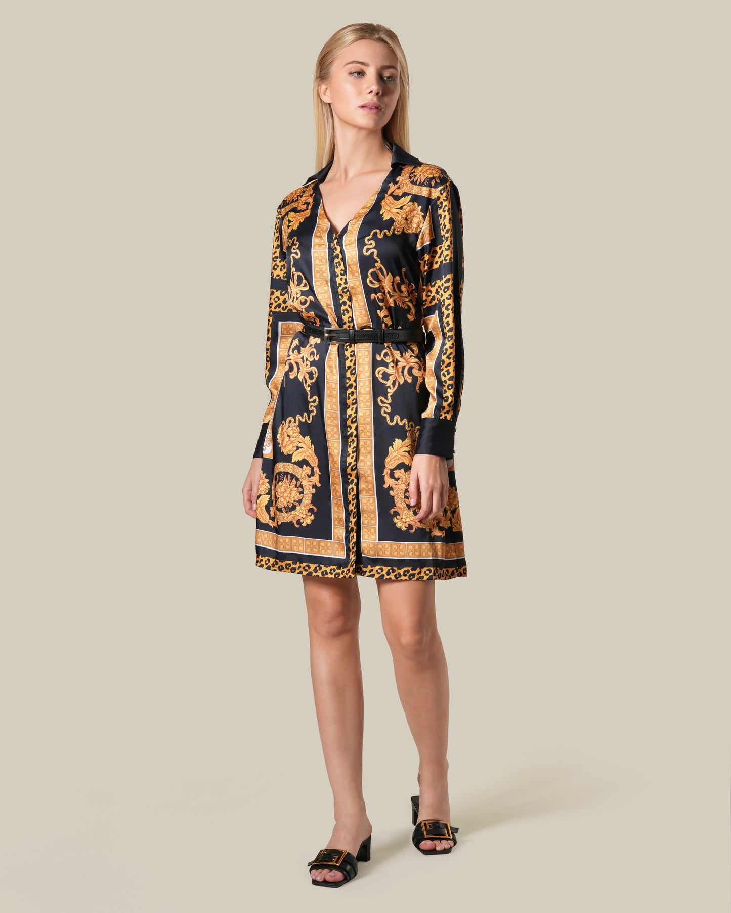 Leopard Baroque Print Mini Dress