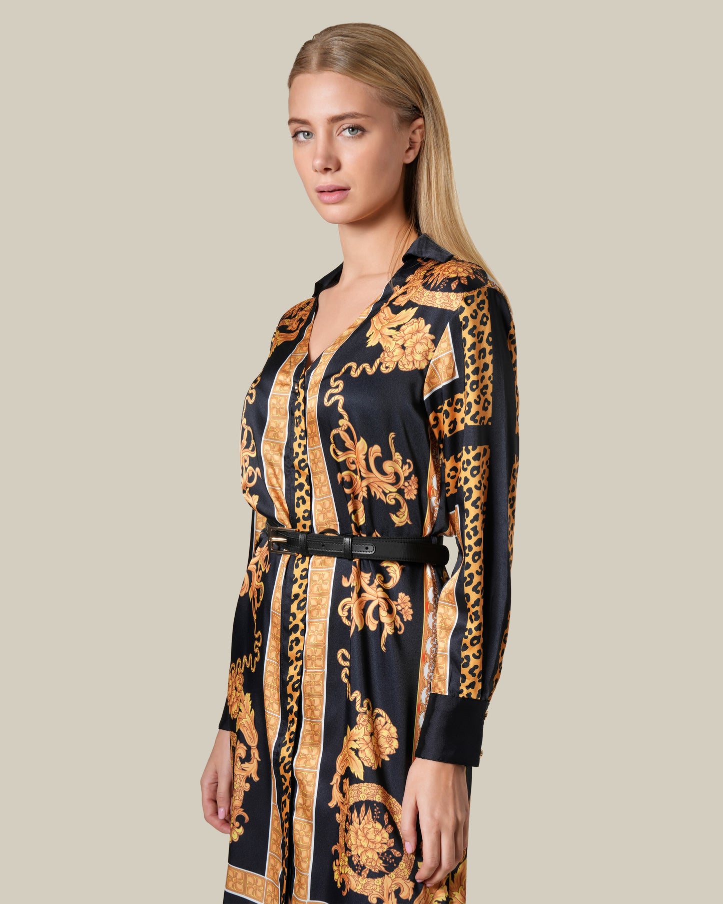 Leopard Baroque Print Mini Dress