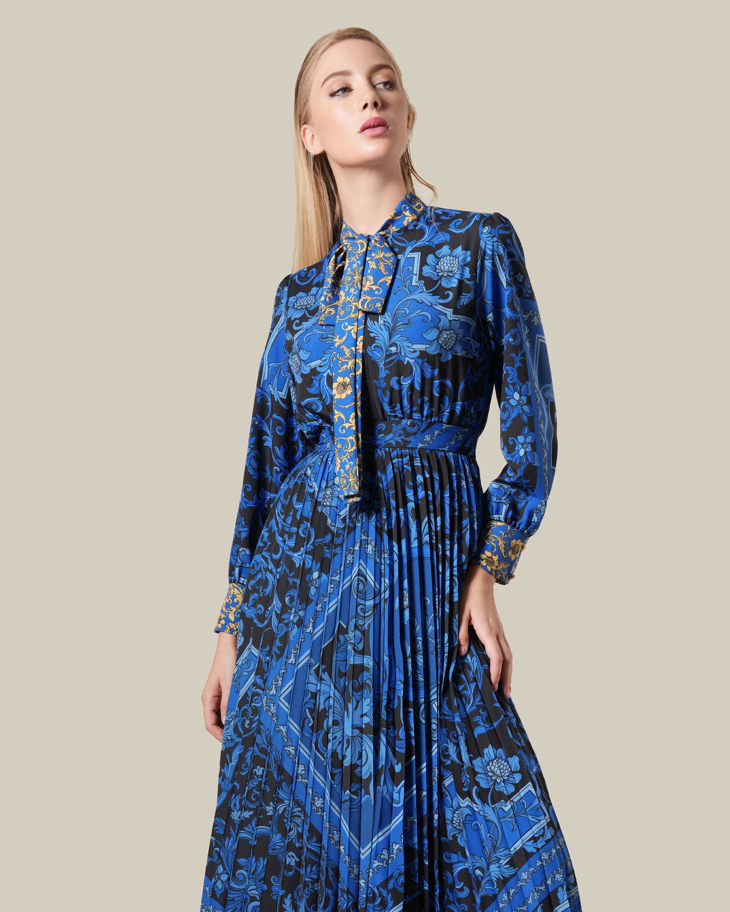 Floral Baroque Print Maxi Dress
