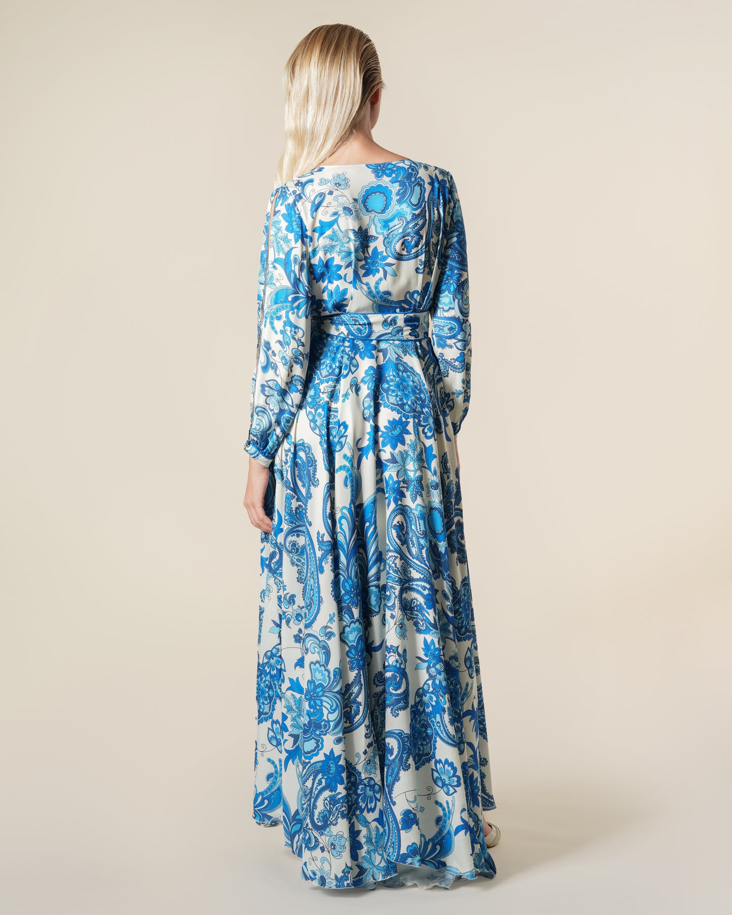 Paisley Print Wrap Maxi Dress