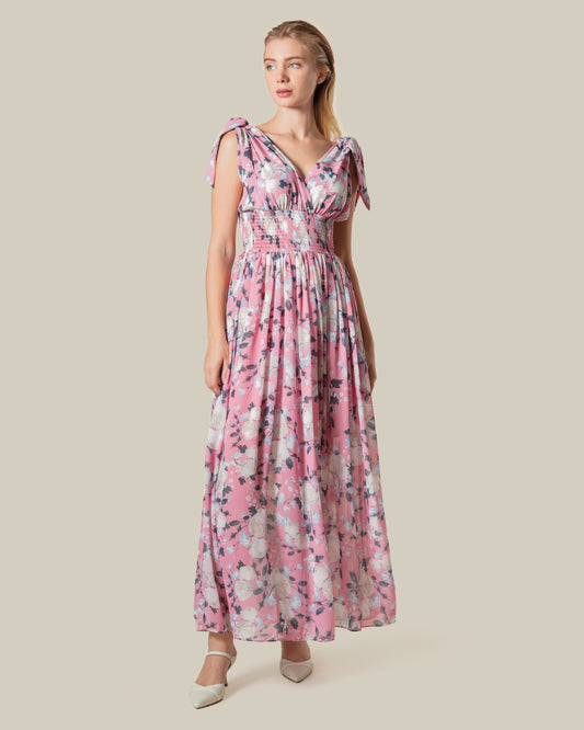 V-Neck Maxi Dress in Floral Print