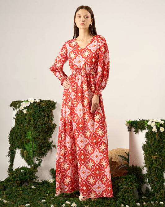 Tile Print Maxi Dress