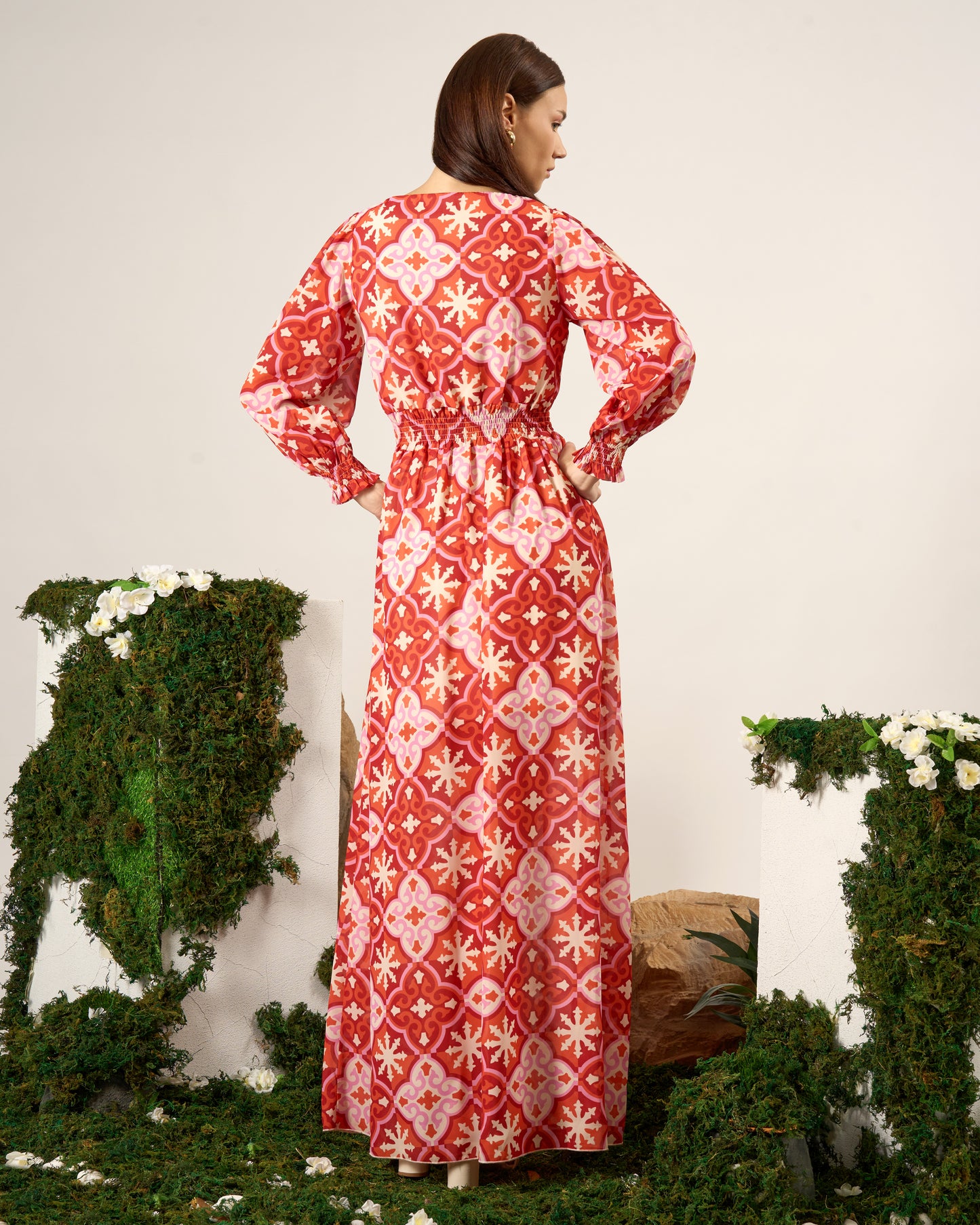 Tile Print Maxi Dress