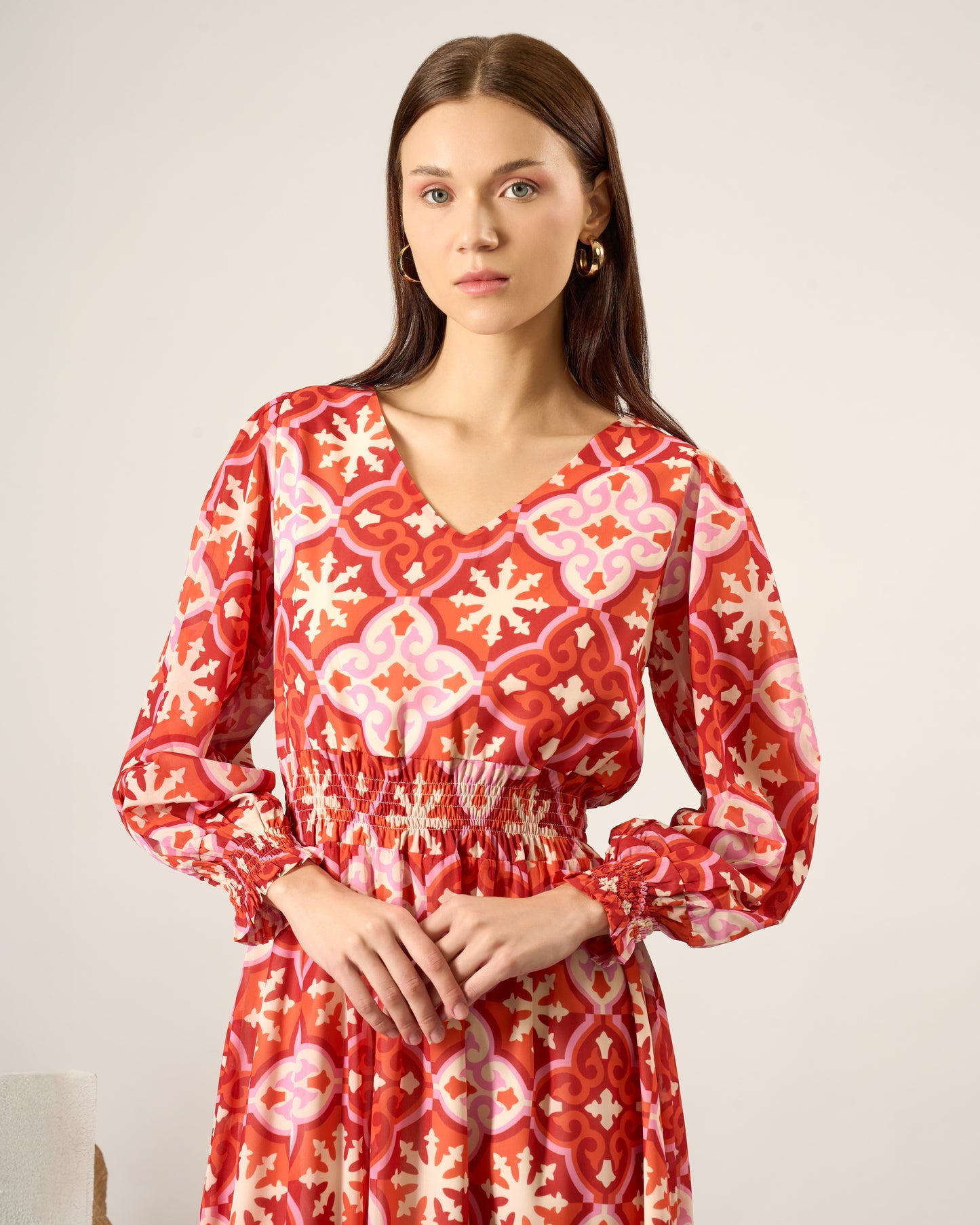 Tile Print Maxi Dress