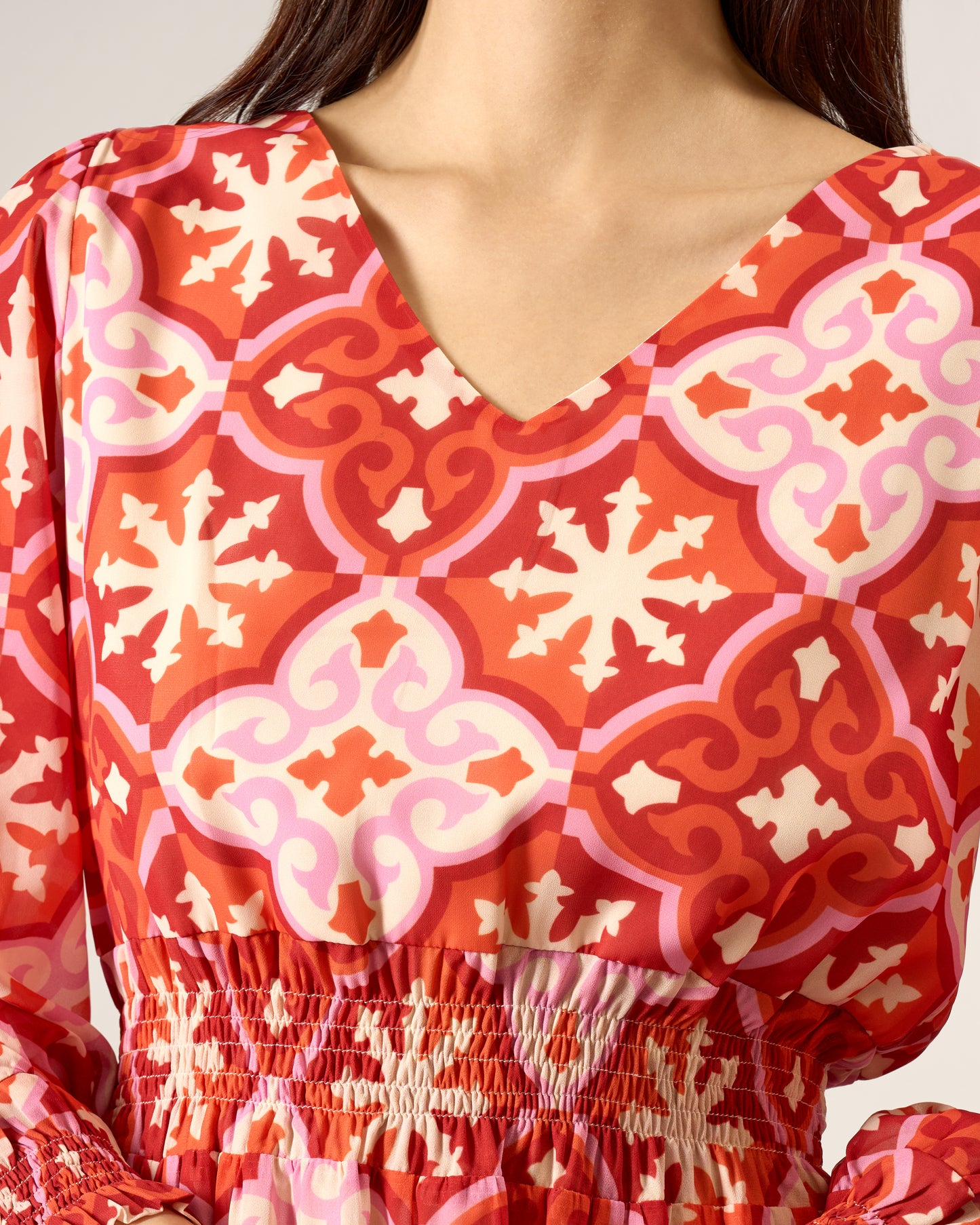Tile Print Maxi Dress
