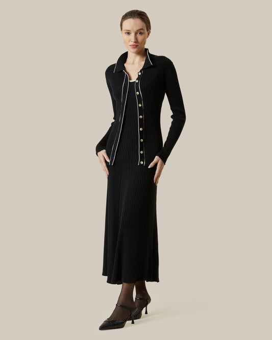 Contrast Tipping Knitted Dress
