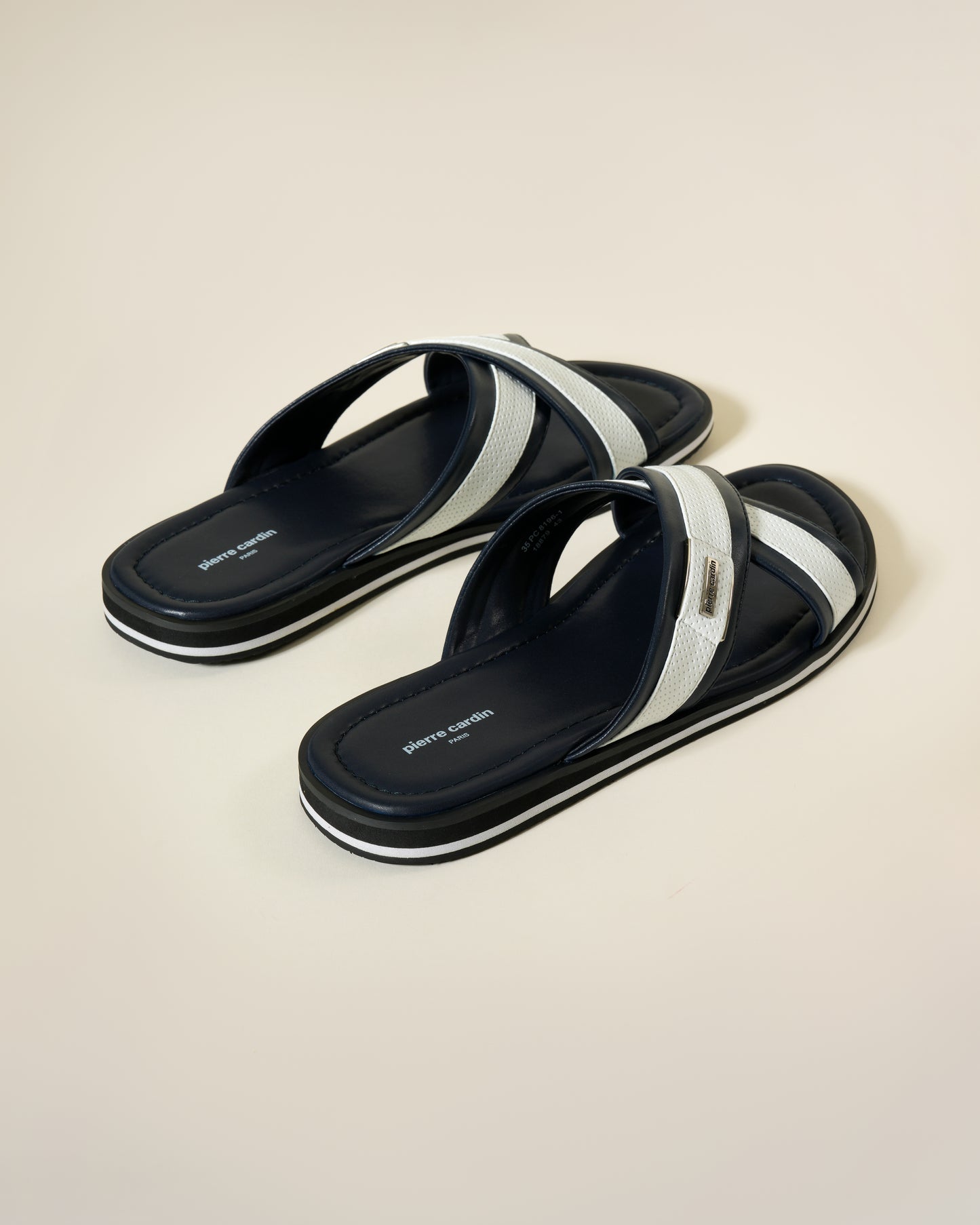 Two Tone Navy Leather Sandals