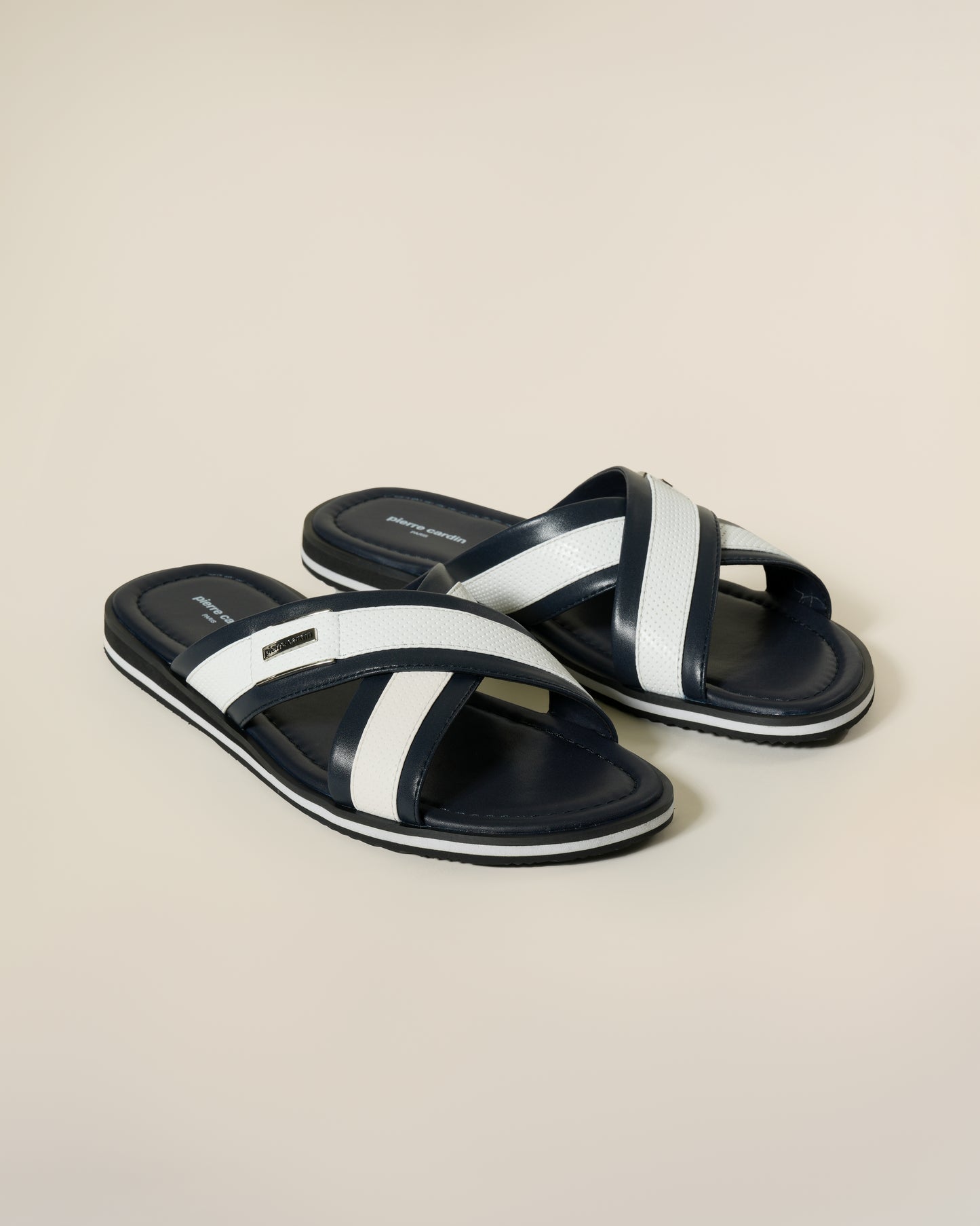 Two Tone Navy Leather Sandals