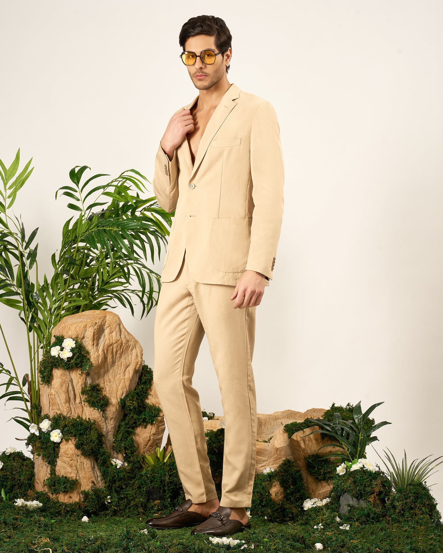 Beige Linen Blend Sports Jacket