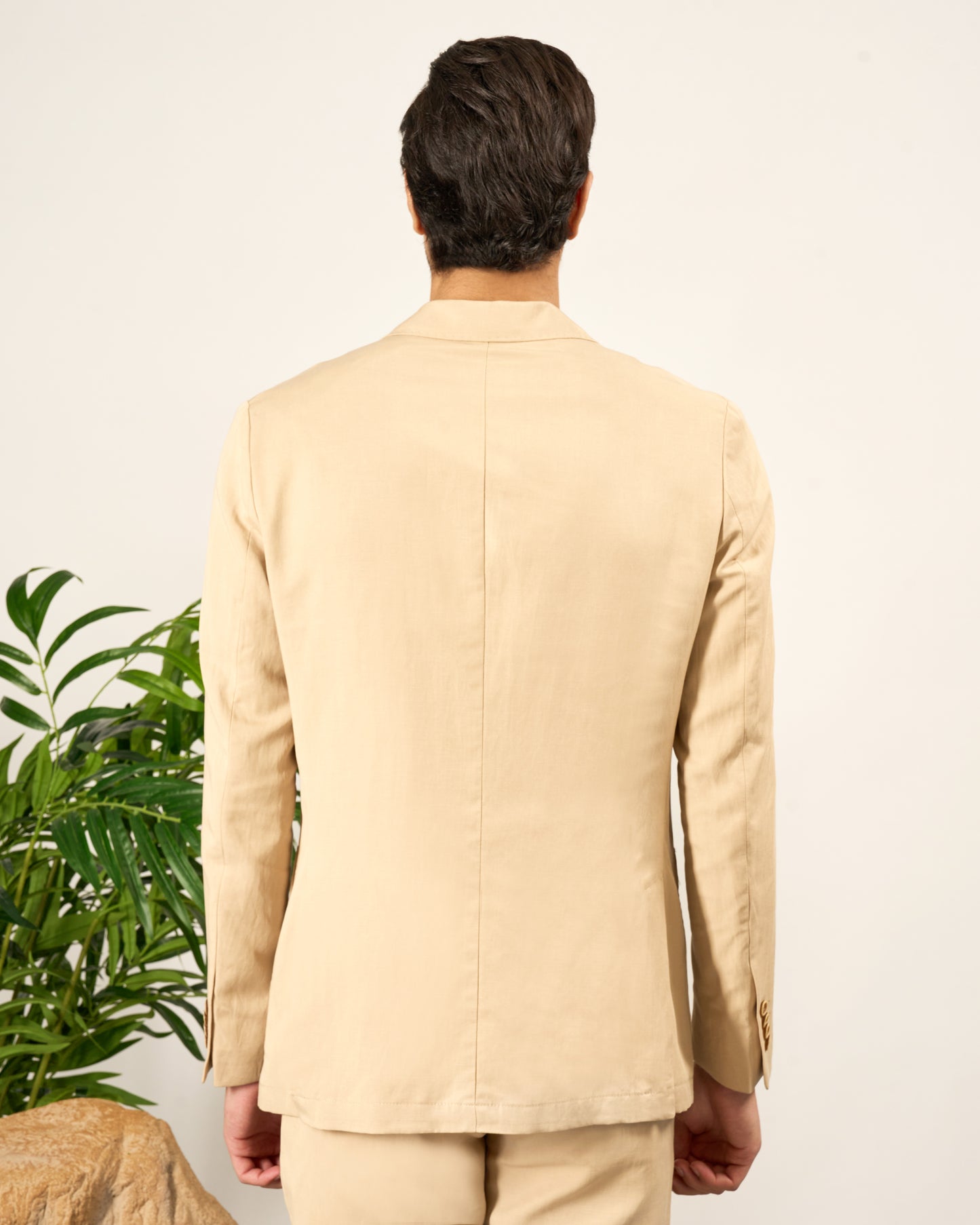 Beige Linen Blend Sports Jacket