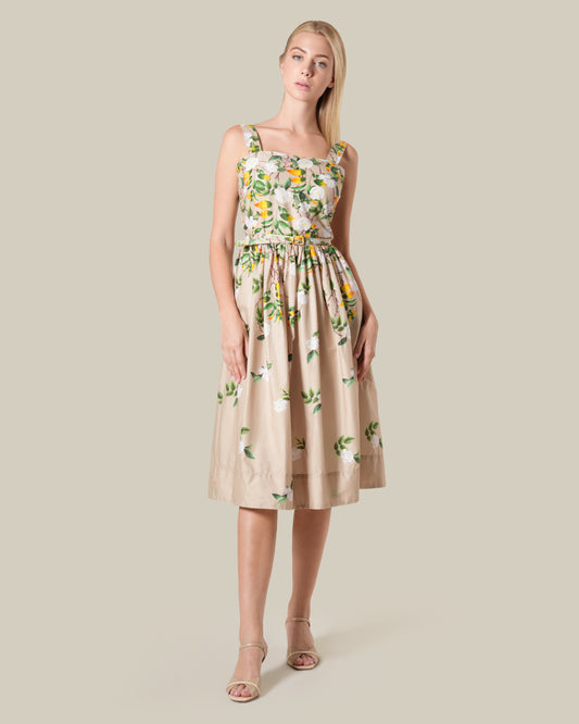 Floral Print Sleeveless Cotton Dress