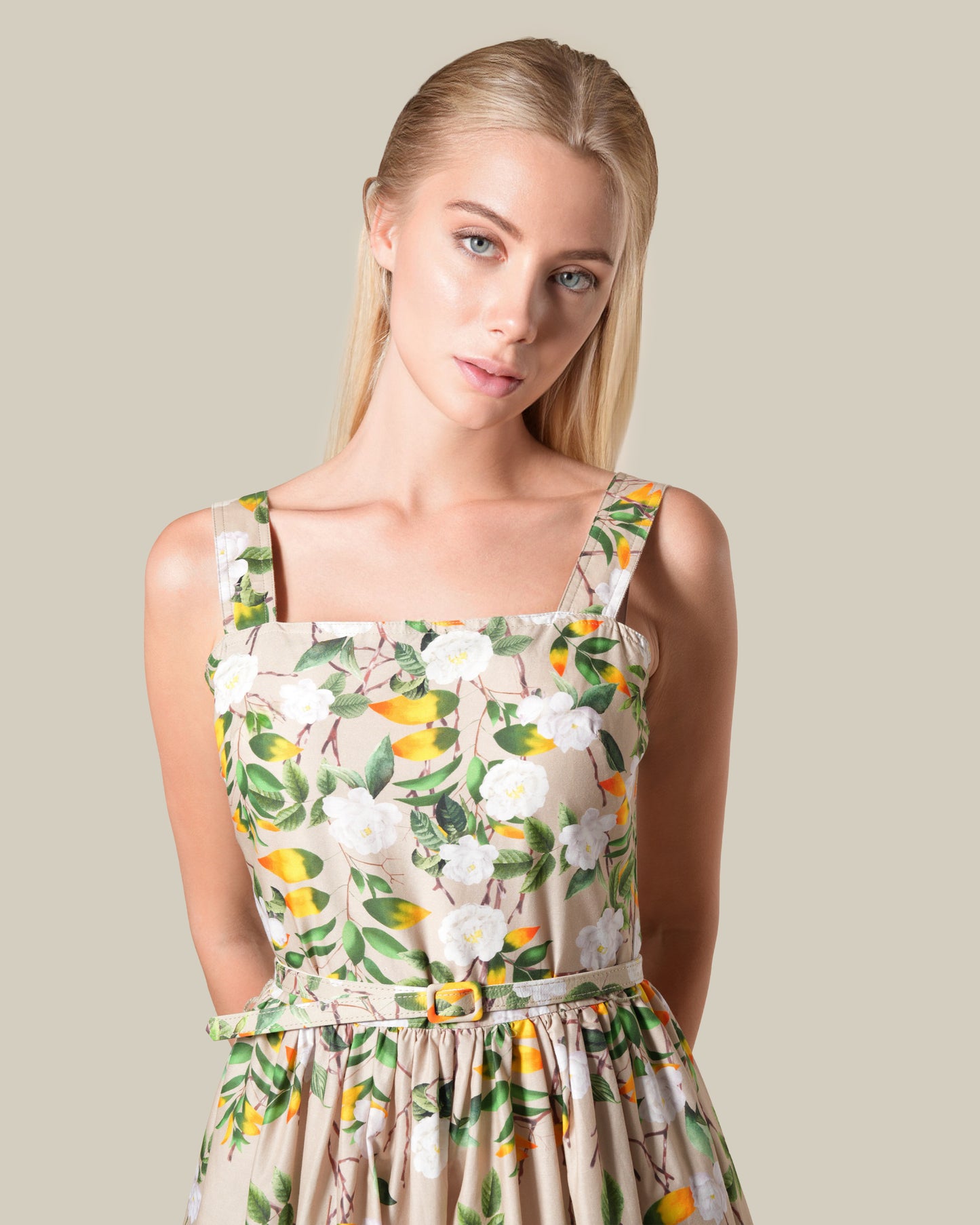 Floral Print Sleeveless Cotton Dress