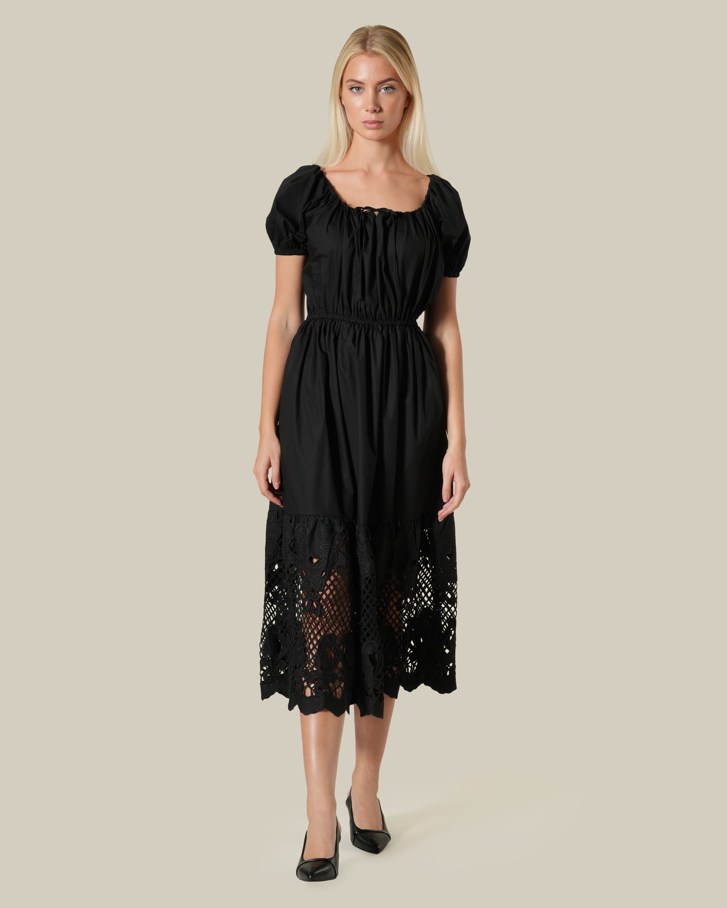 Lattice Embroidered Cotton Dress