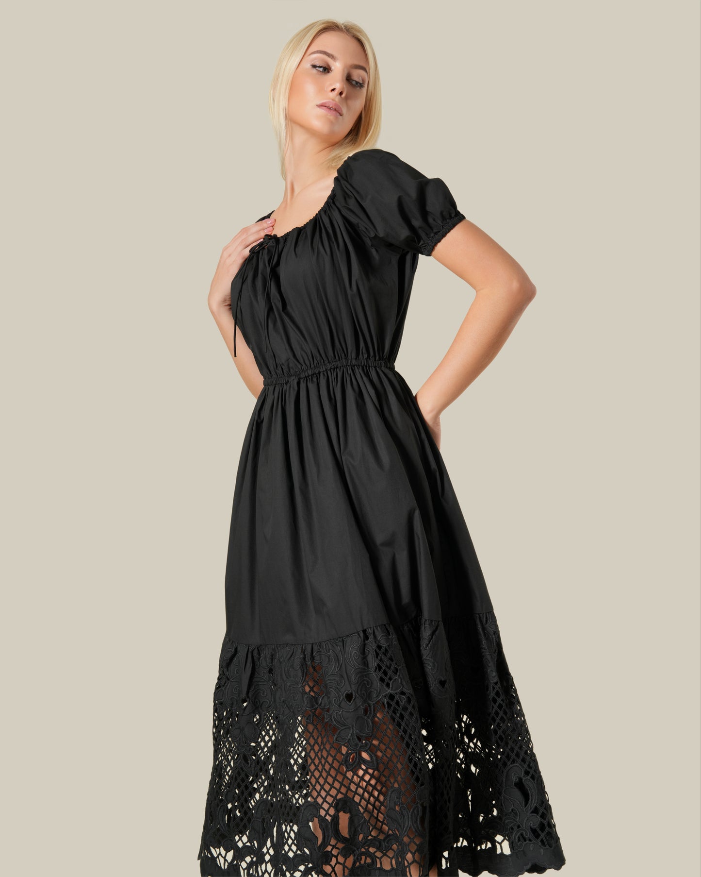 Lattice Embroidered Cotton Dress