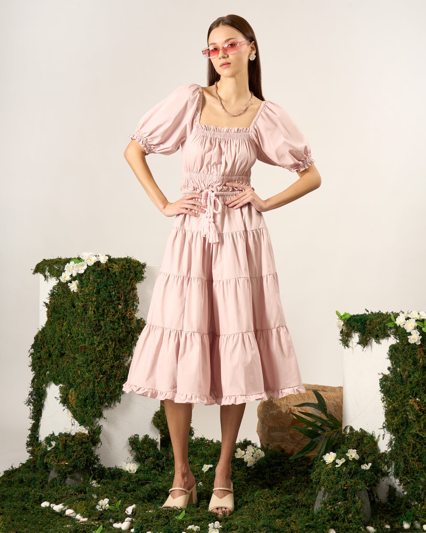 Smocked Tiered Midi Dress