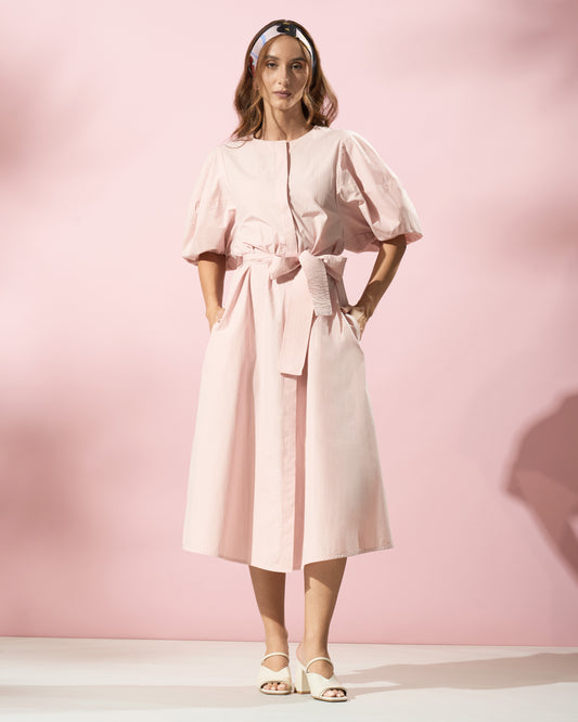 Puff Sleeves Midi Dress