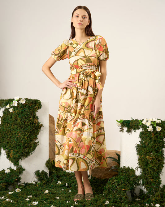 Retro Inspired Print Cotton Dress