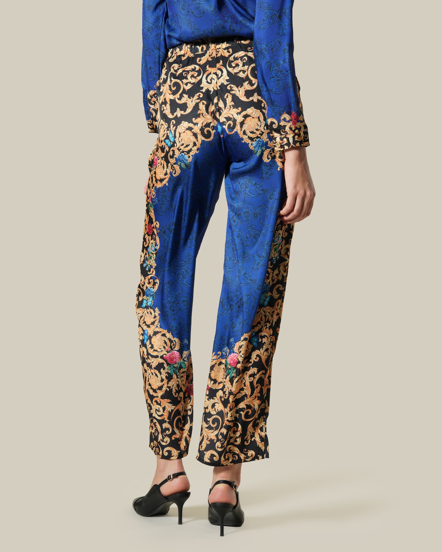 Baroque Floral Placement Printed Pants