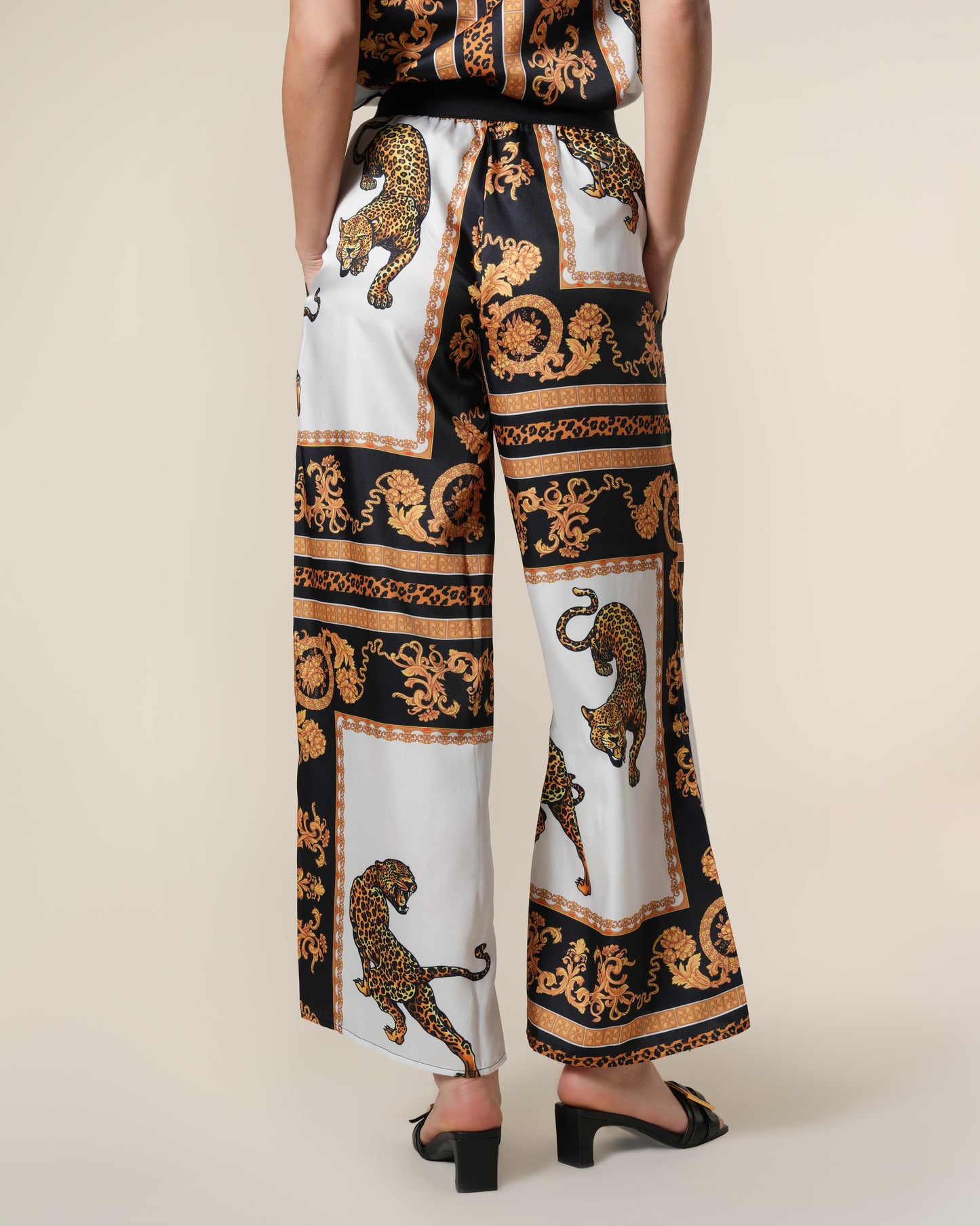 Leopard Baroque Printed Wide Leg Pants