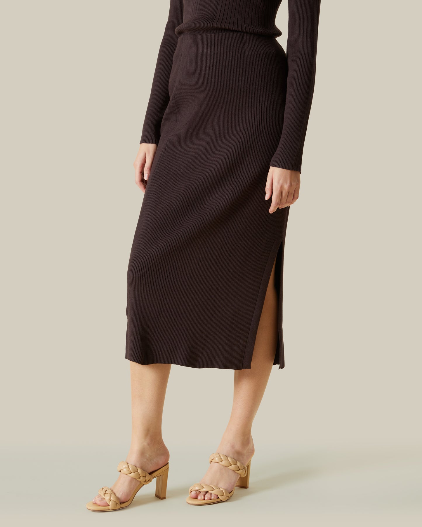 Solid Tone Ribbed Skirt