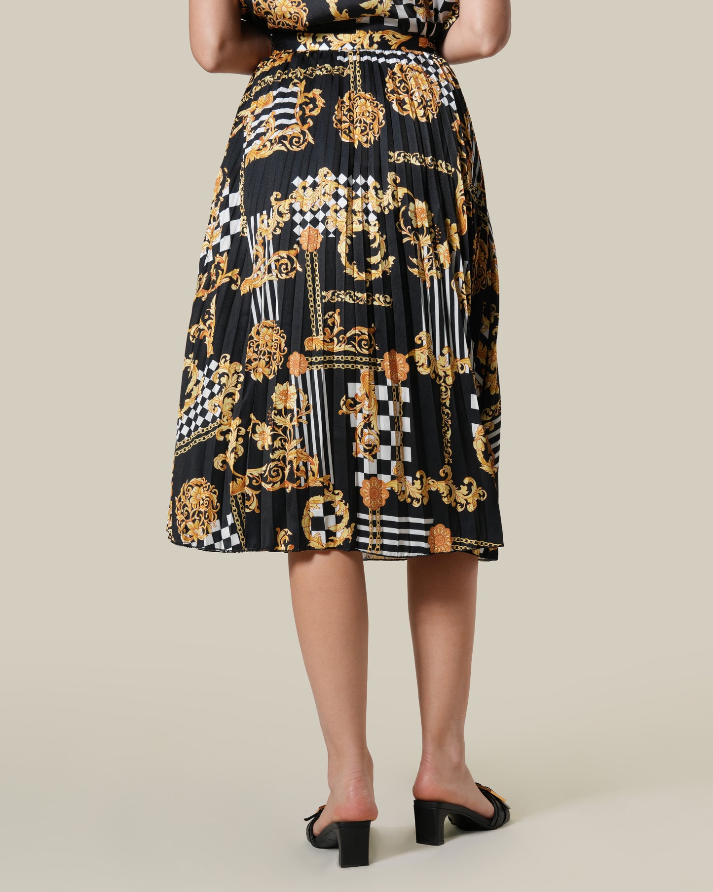 Geometric Baroque Print Midi Skirt