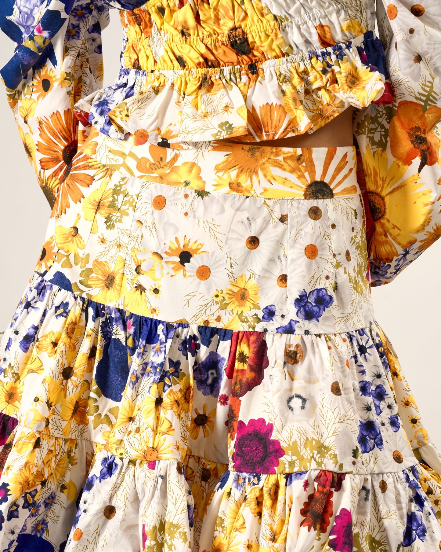 Bright Florals Tiered Skirt