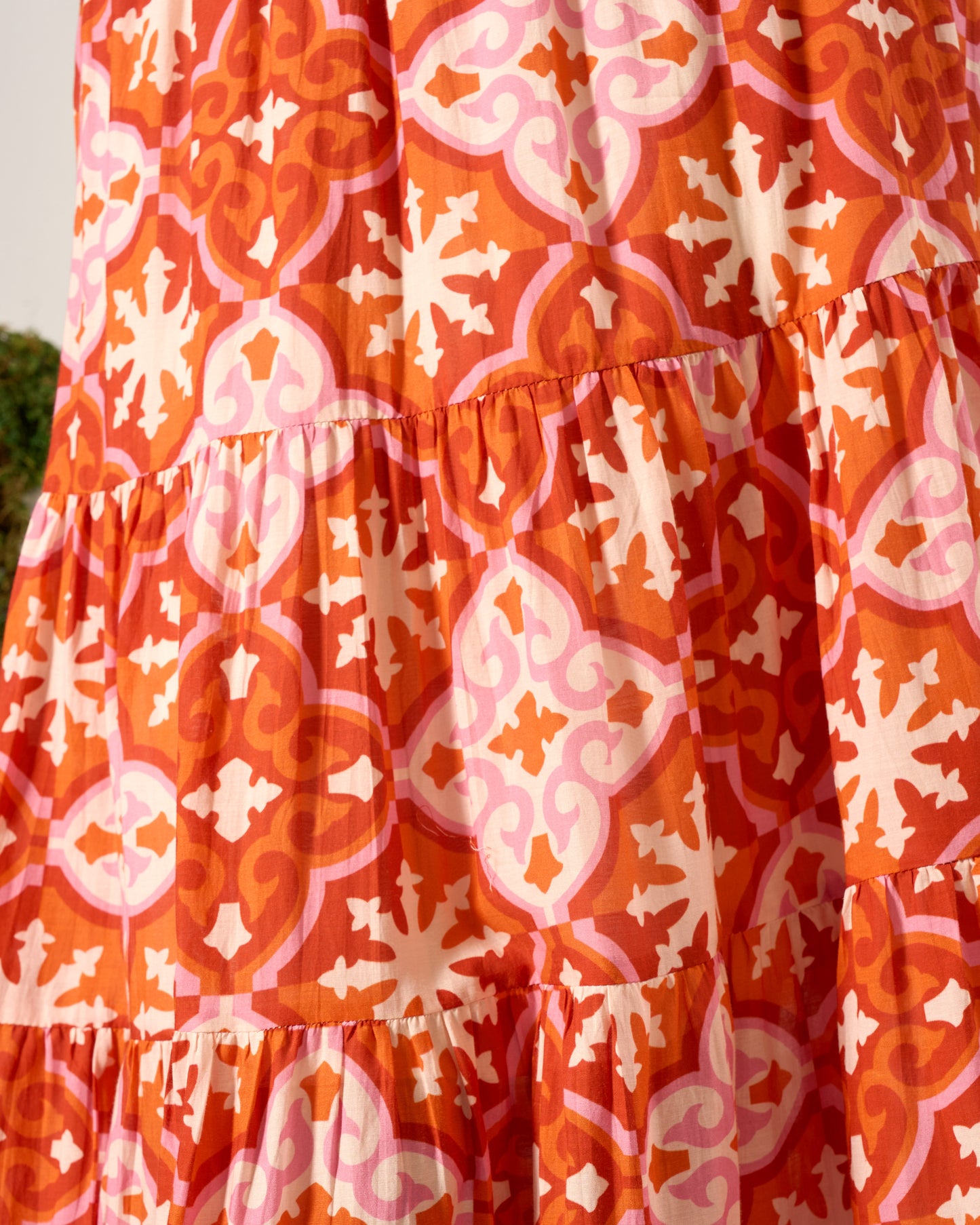 Tile Print Tiered Skirt