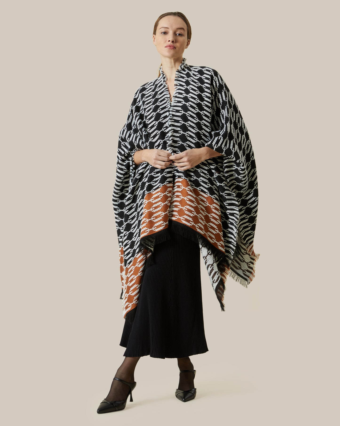 Fringe Patterned Poncho