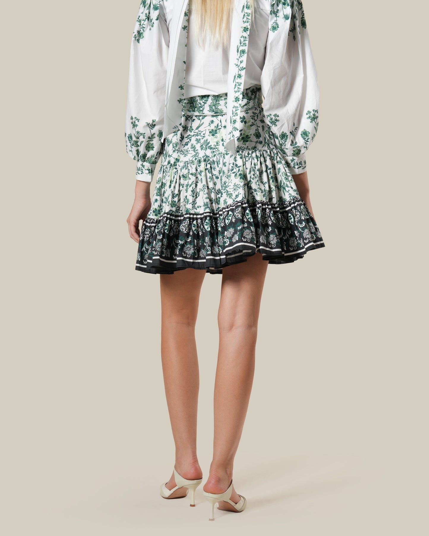 Tiered Ditsy Floral Print Mini Skirt