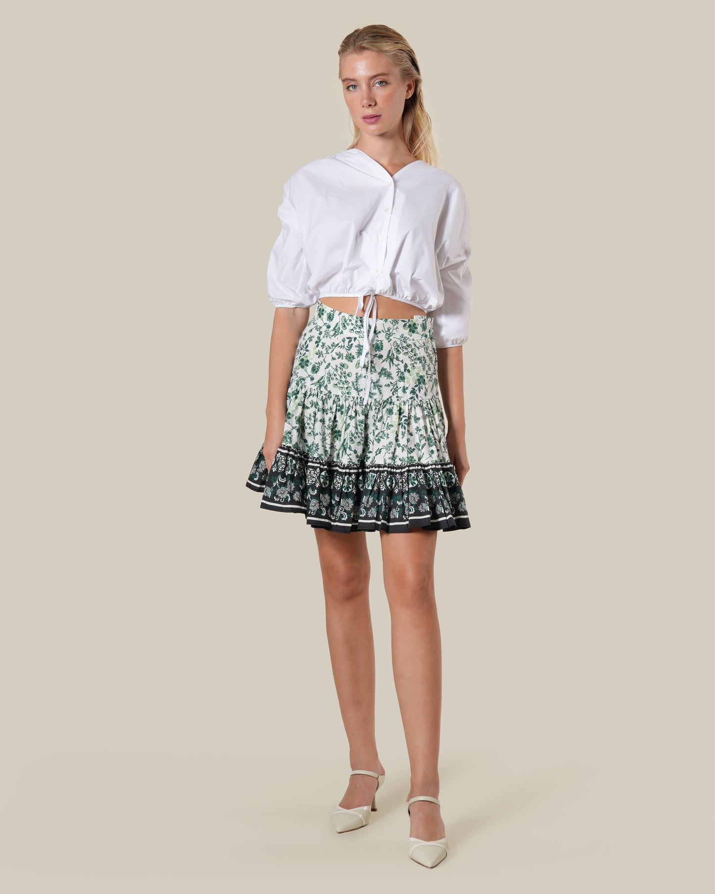 White Cotton Drawstring Top