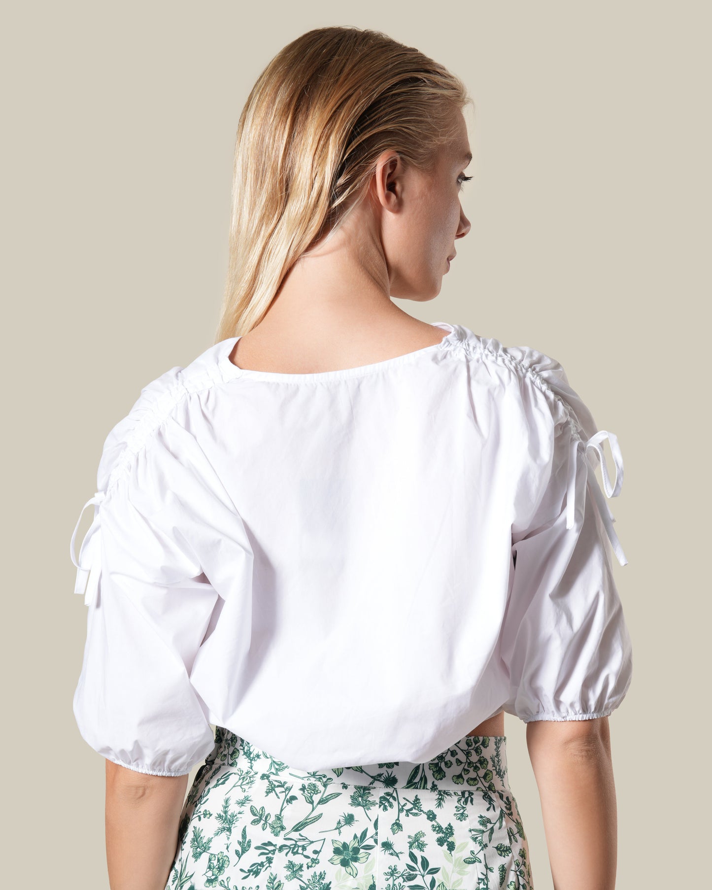 White Cotton Drawstring Top