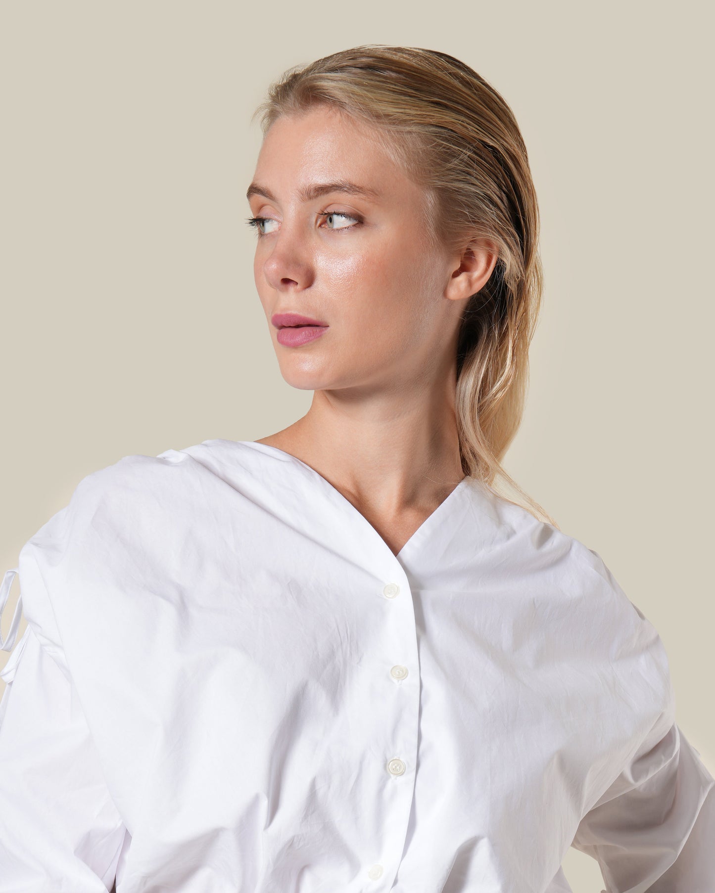 White Cotton Drawstring Top