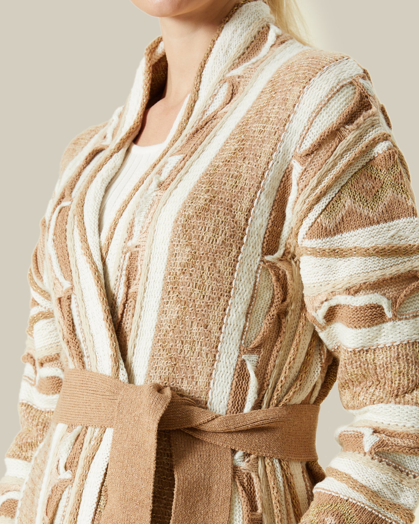 Metallic Accented Patterned Cardigan