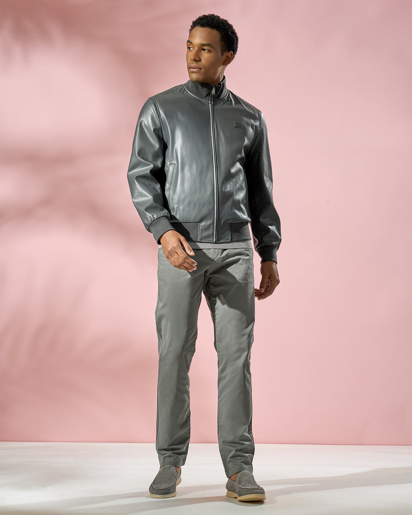 Logo Patched Leather Jacket