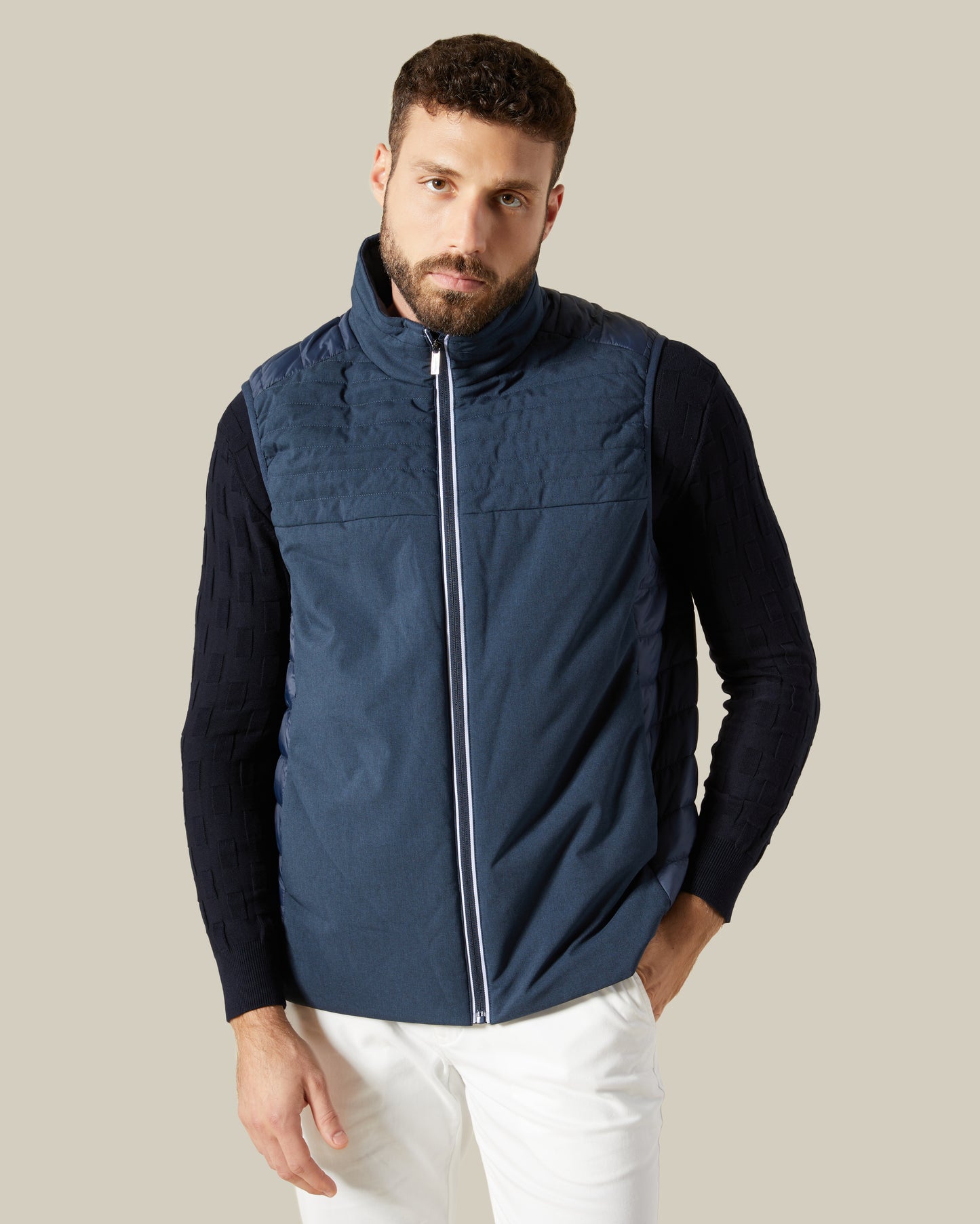 Monochrome Knit and Quilt Vest