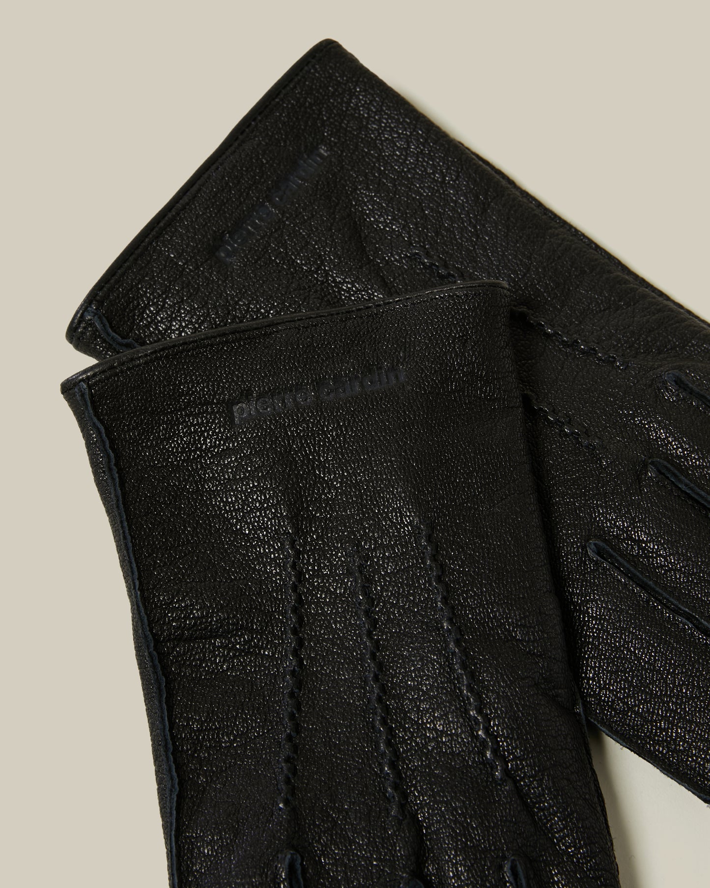 Brand Debossed Leather Gloves
