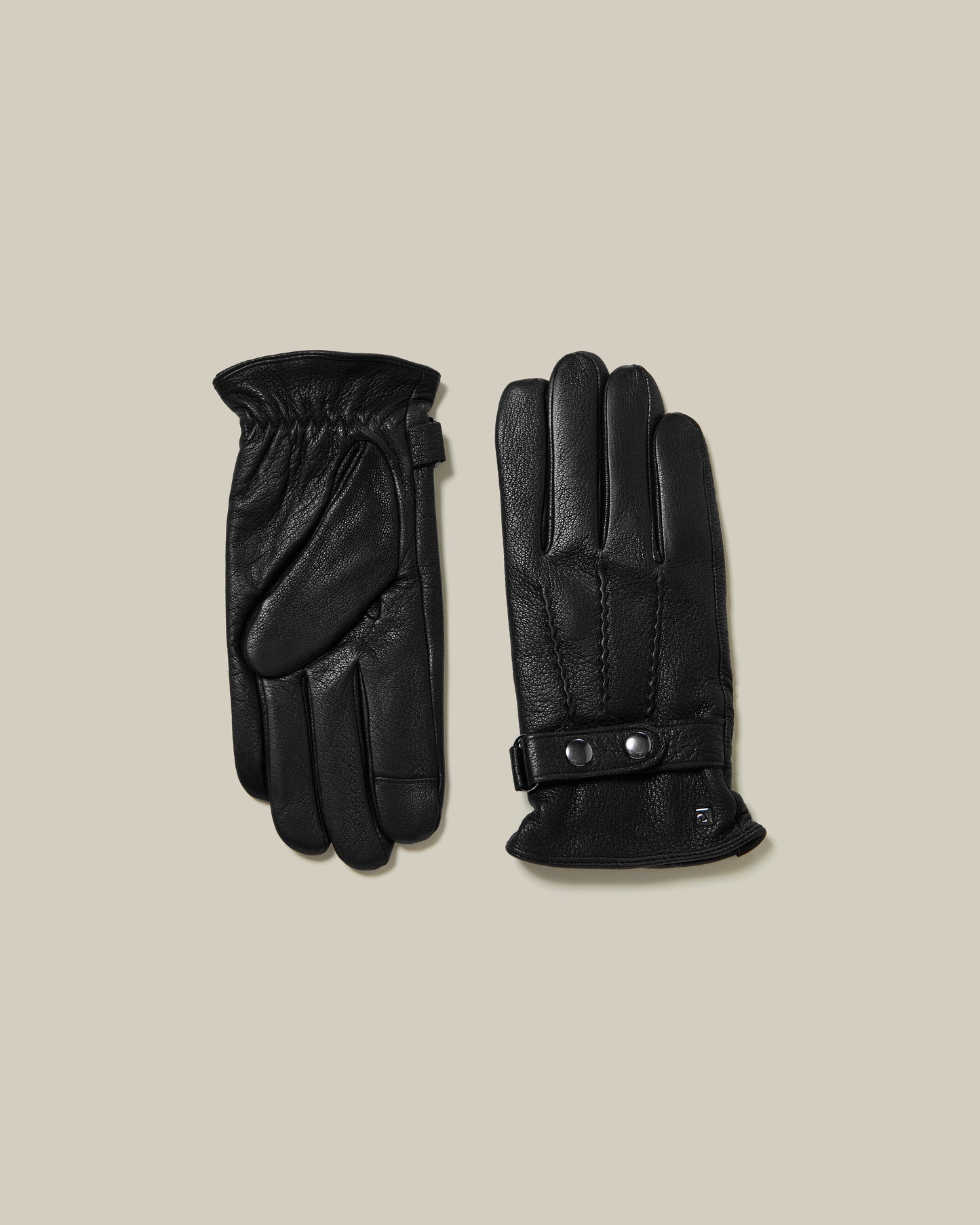 Logo Embellished Leather Gloves