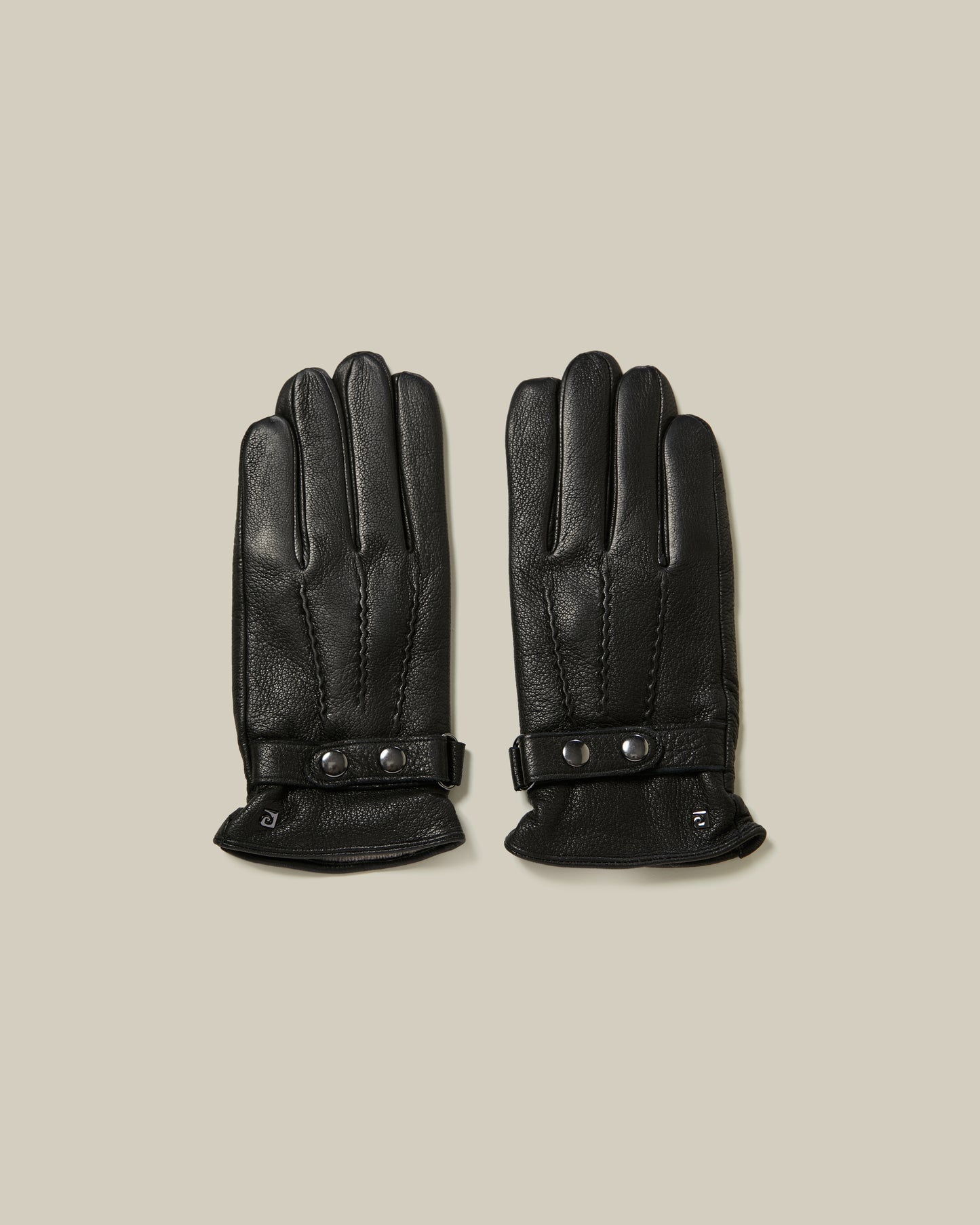 Logo Embellished Leather Gloves