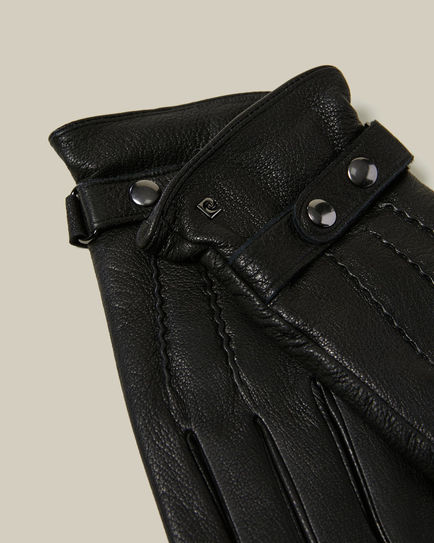 Logo Embellished Leather Gloves