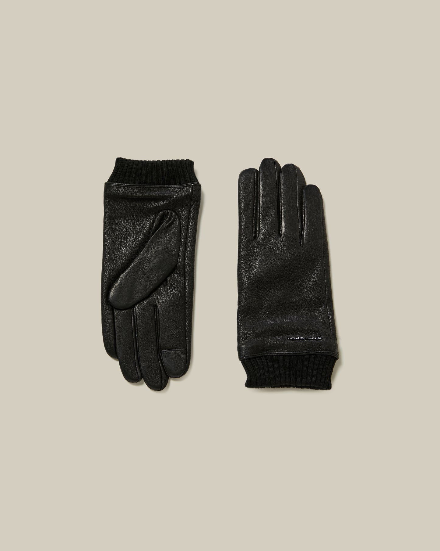 Brand Embellished Leather Gloves