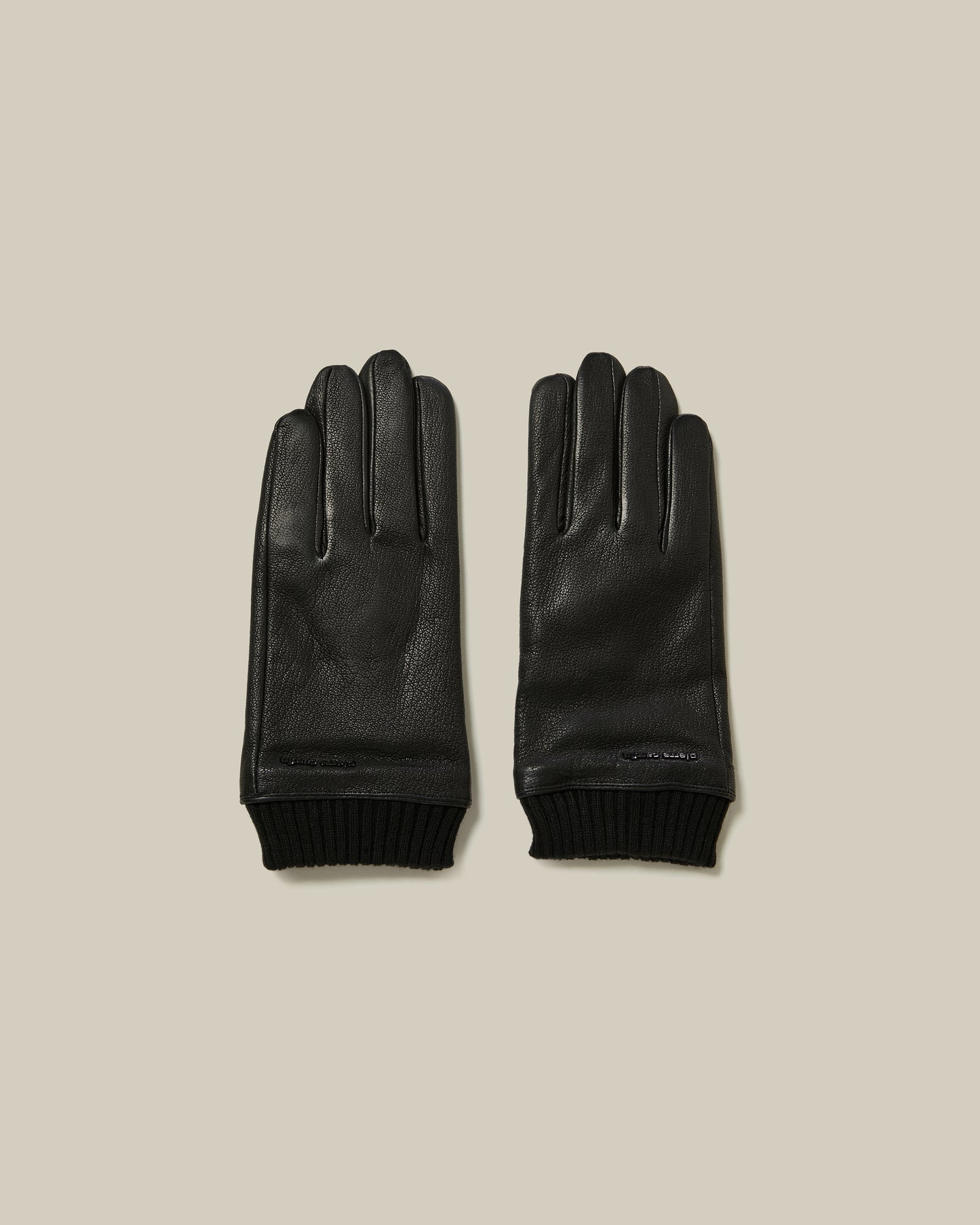 Brand Embellished Leather Gloves